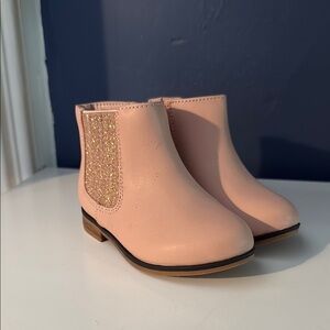 Kids Pink Glitter Ankle Boots